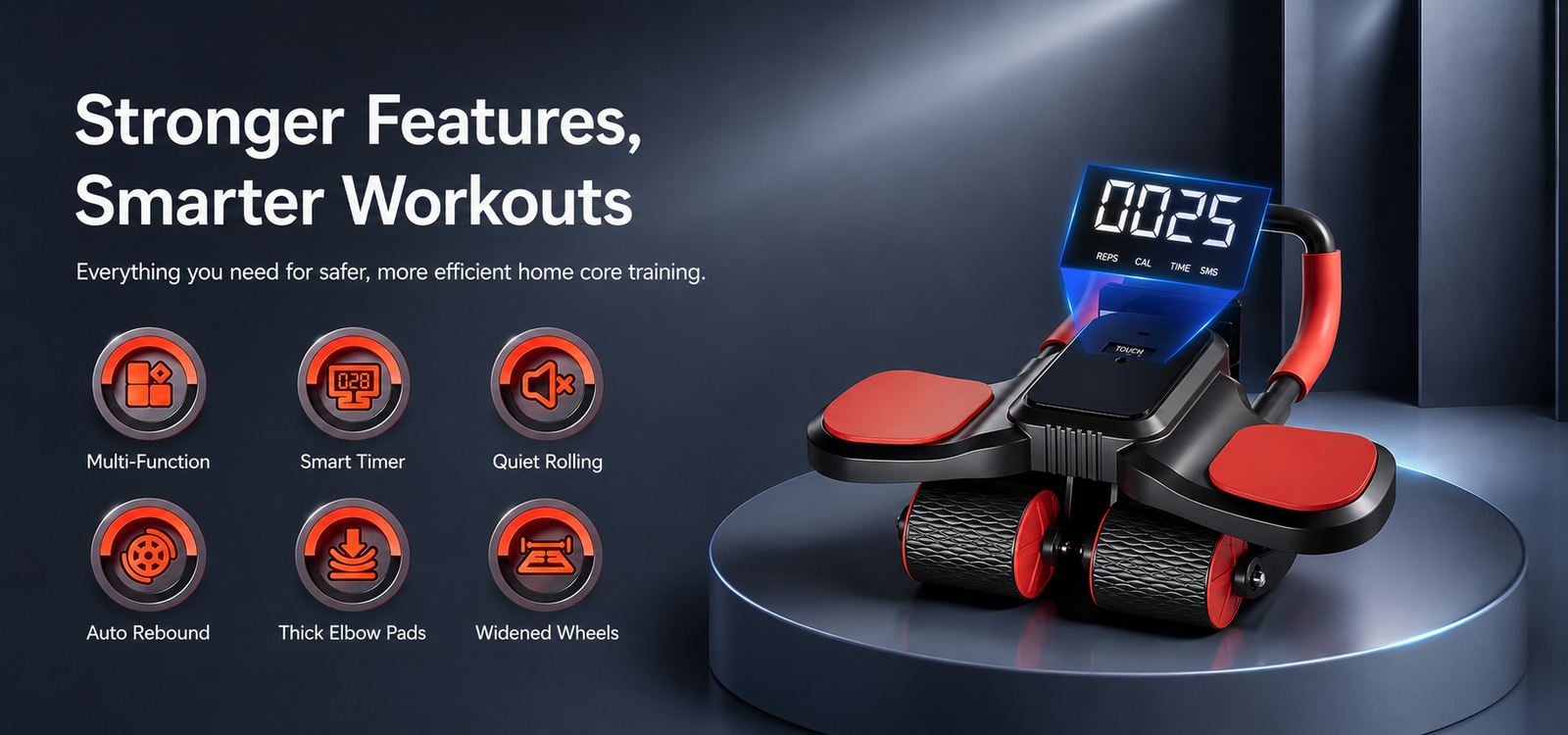 new 4 wheel automatic rebound ab wheel—home ab trainer for men and women