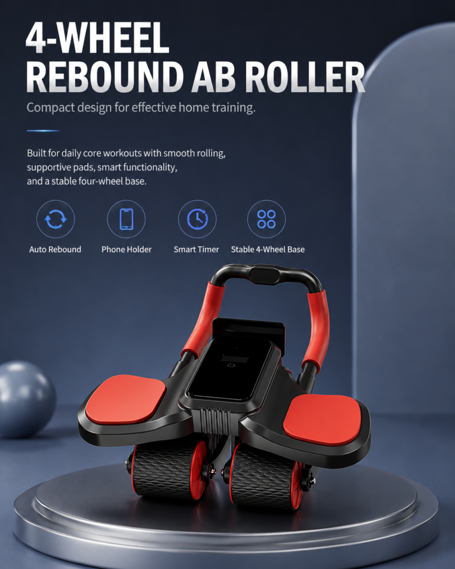 new 4 wheel automatic rebound ab wheel—home ab trainer for men and women