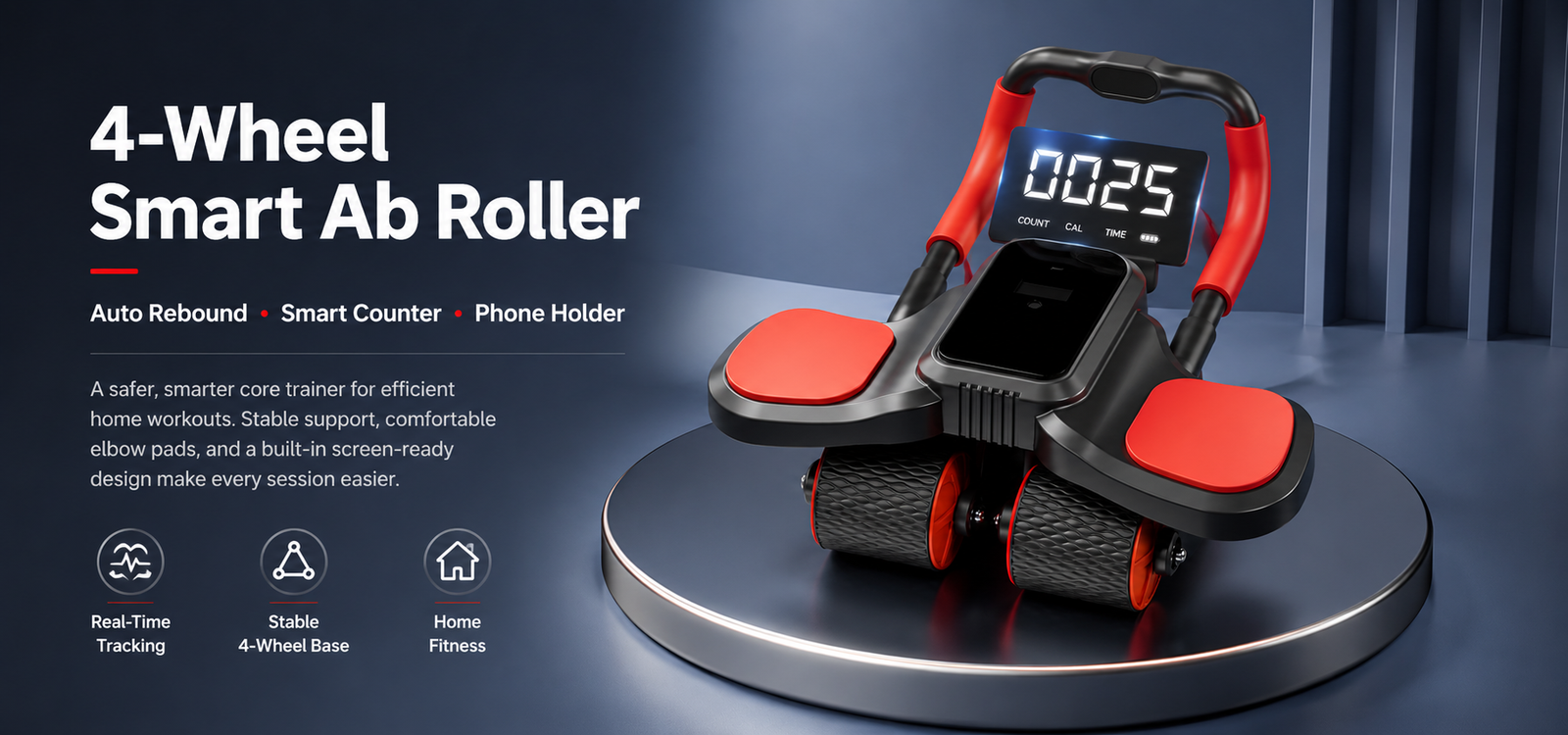 new 4 wheel automatic rebound ab wheel—home ab trainer for men and women