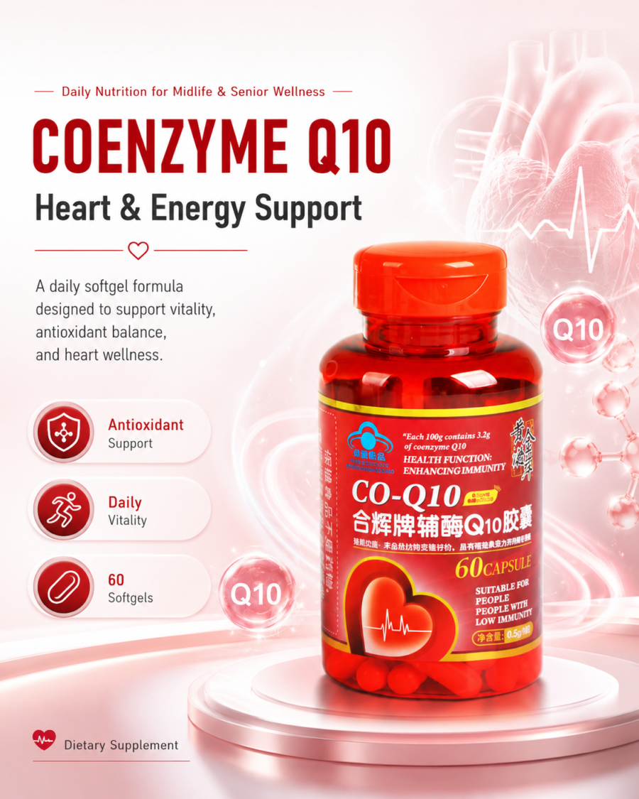 coenzyme q10 softgels—nutritional supplement for middle aged and elderly adults—blue hat health food