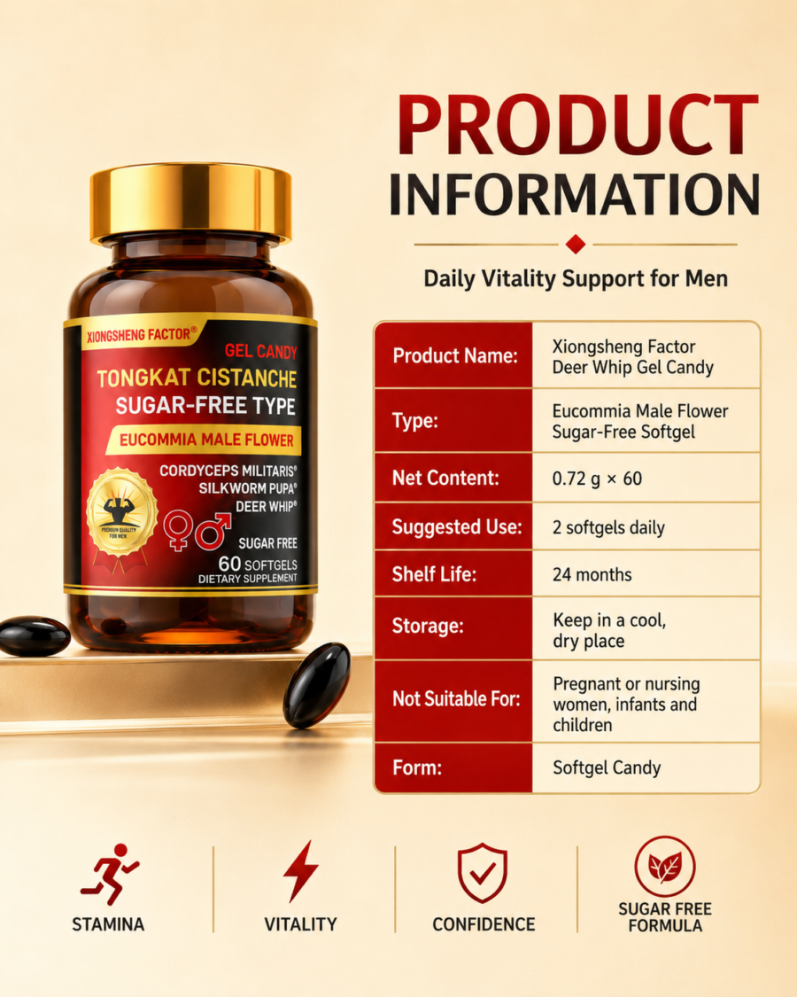 men's deer penis gel candies, sugar free softgels with male flower eucommia, men's nutritional supplements