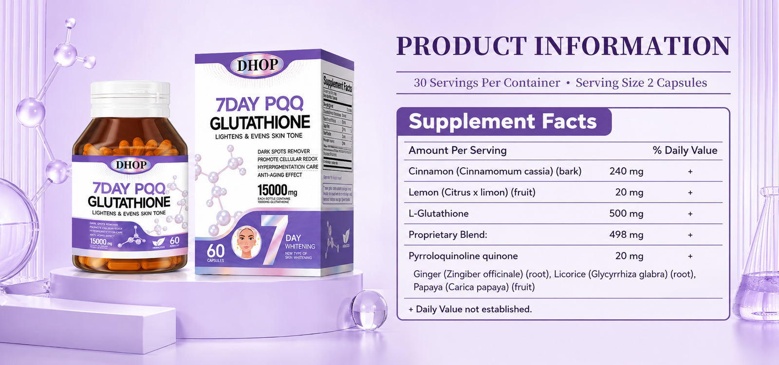 PQQ Glutathione Collagen Capsules, 60 Count—Niacinamide Beauty Supplement auto draft