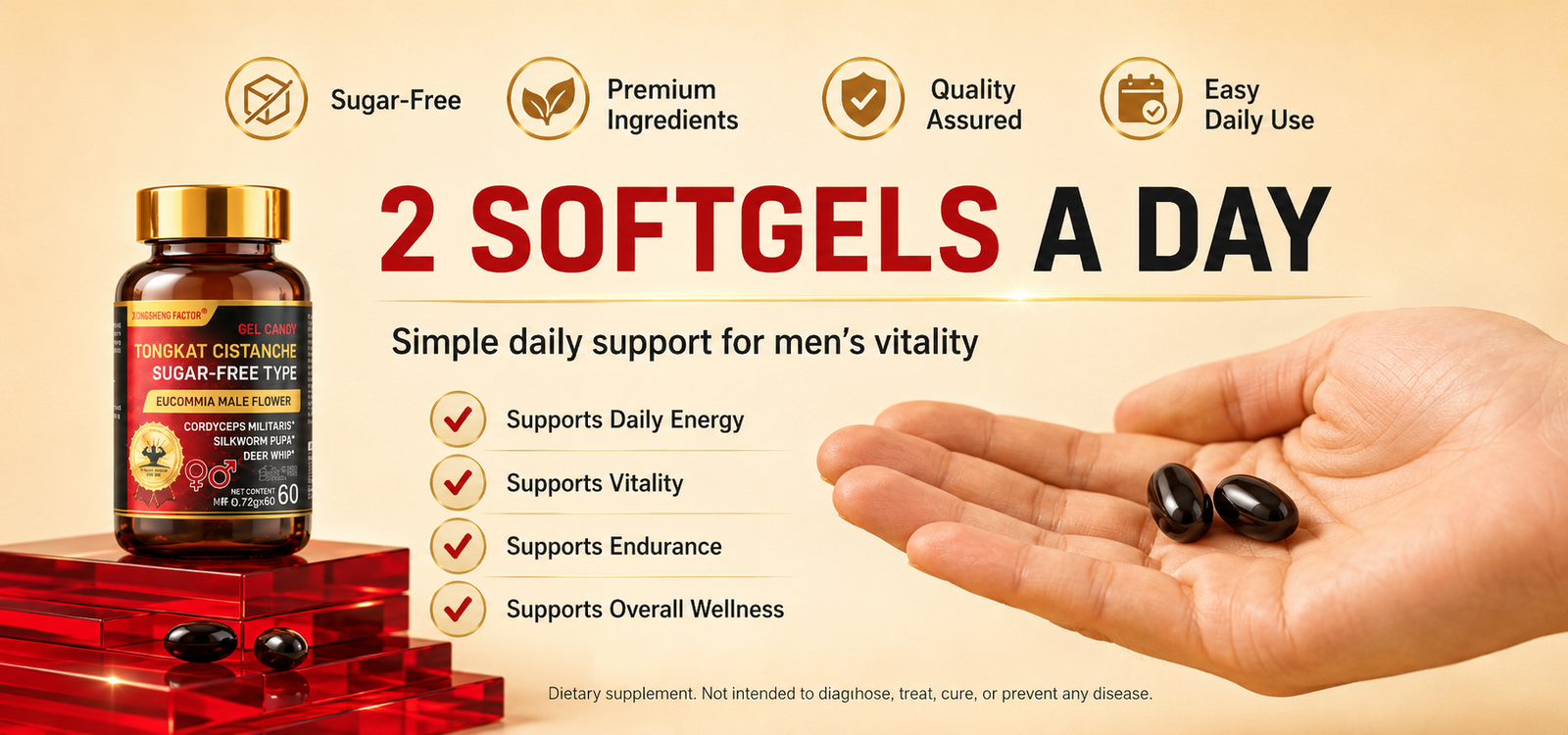 men's deer penis gel candies, sugar free softgels with male flower eucommia, men's nutritional supplements